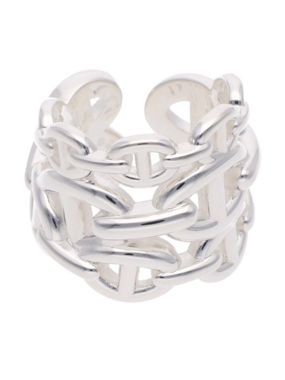 Hermes Chaine D'ancre Enchainee GM Silver Ring